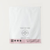 Pop-Up Shop Logo QR Code Verkoper Tafel Runner Roz Wandkleed (Voorkant)