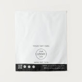 Pop-Up Shop Logo QR Code Verkoper Tafel Runner Wit Wandkleed (Voorkant)