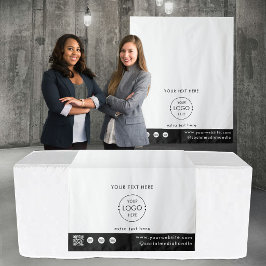 Pop-Up Shop Logo QR Code Verkoper Tafel Runner Wit Wandkleed