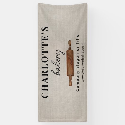 Pop Up Shop Rustic Bakery Business Backdrop Spandoek (Verticaal)