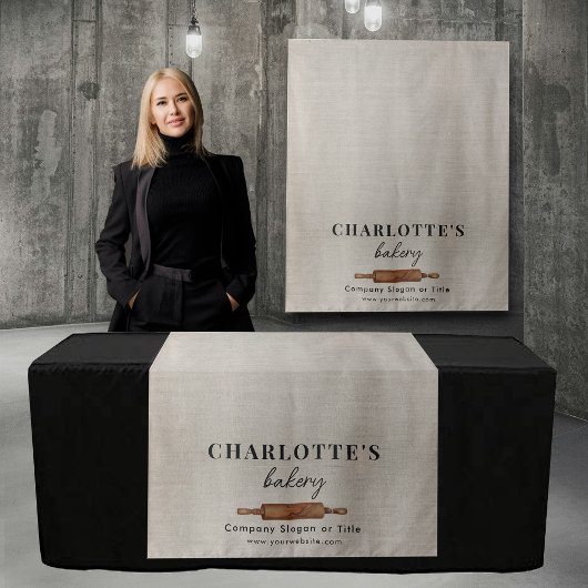 Pop Up Shop Table Runner Banner Bakery Linen Wandkleed