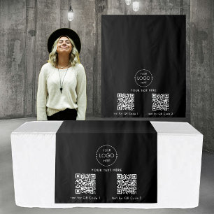 Pop Up Shop Table Runner Banner Logo 2 QR-codes Wandkleed
