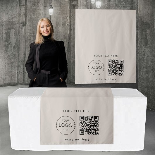 Pop Up Shop Table Runner Banner Logo QR Code Wandkleed