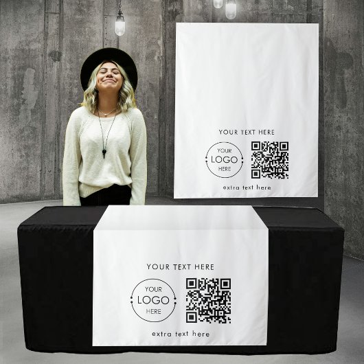 Pop Up Shop Table Runner Banner Logo QR-code Wandkleed