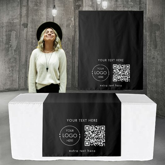 Pop Up Shop Table Runner Banner Logo QR-code Wandkleed