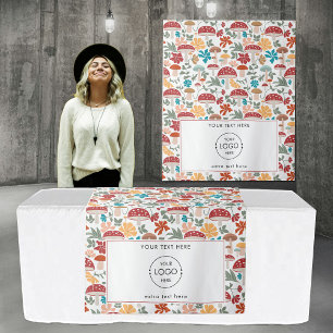 Pop Up Shop Tafel Runner Banner Logo Paddenstoelen Wandkleed