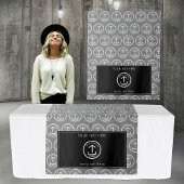 Pop Up Shop Tafel Runner Banner Logo Zwart Wit Wandkleed
