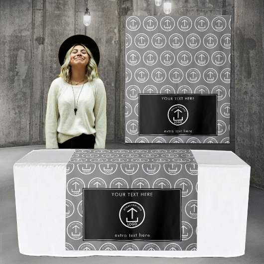 Pop Up Shop Tafel Runner Banner Logo Zwart Wit Wandkleed