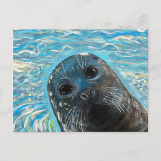 Pop-up zeehondschilderij briefkaart