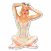 pop-upmodel in polka dot corset sticker (Voorkant)