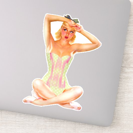 pop-upmodel in polka dot corset sticker (Detail)