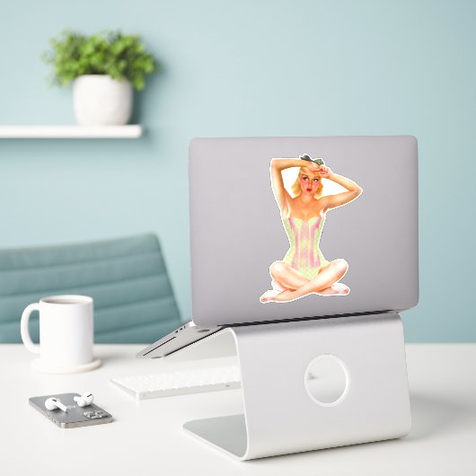  pop-upmodel in polka dot corset sticker (Laptop op bureau)