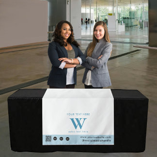 Pop-upwinkel Letter Logo QR-code Tafel Runner Blau Wandkleed