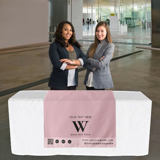 Pop-upwinkel Letter Logo QR Code Tafel Runner Roze Wandkleed