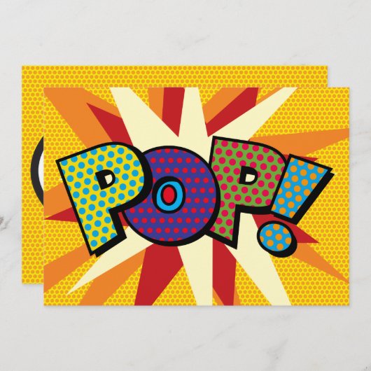 POP Uw Bericht Spraak Bubble Fun Retro Aankondiging (Voorkant / Achterkant)