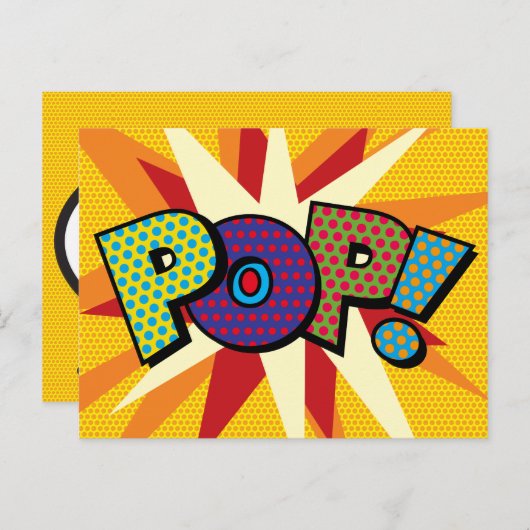 POP Uw Bericht Spraakballon Fun Retro Aankondigingskaart (Voorkant / Achterkant)