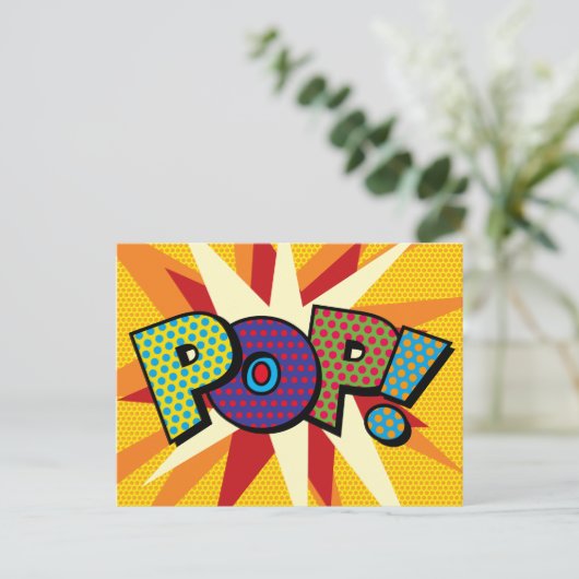 POP Uw Bericht Spraakballon Fun Retro Aankondigingskaart (Staand voorkant)