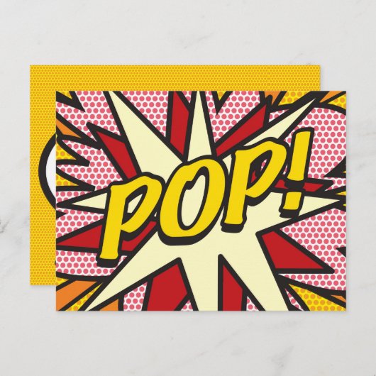 POP Uw Bericht Spraakballon Fun Retro Aankondigingskaart (Voorkant / Achterkant)