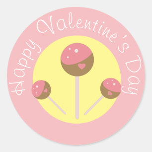 Pop Valentijns met zoete taart Roze Klassieke Rond Ronde Sticker