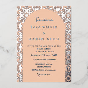 Pop van Abrikozen Italiaans Geometrisch (Retro-Dot Folie Uitnodiging