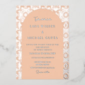 Pop van Abrikozen Italiaans Geometrisch (Retro-Dot Folie Uitnodiging (Voorkant)