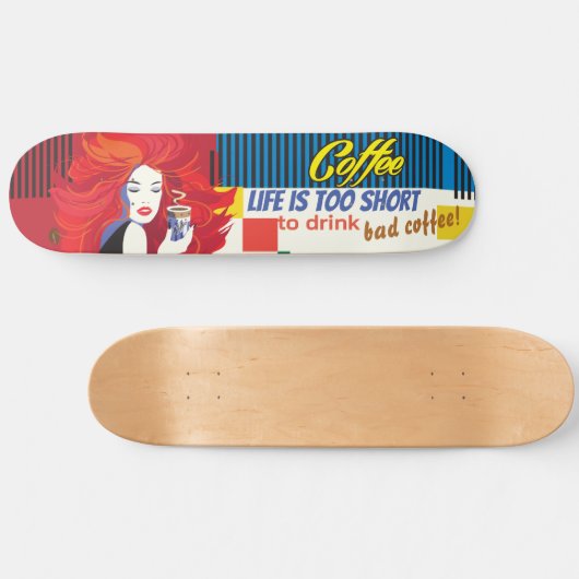 pop van de  "Beauful Mode Woman and Coffee Cup" Persoonlijk Skateboard (Horizontaal)