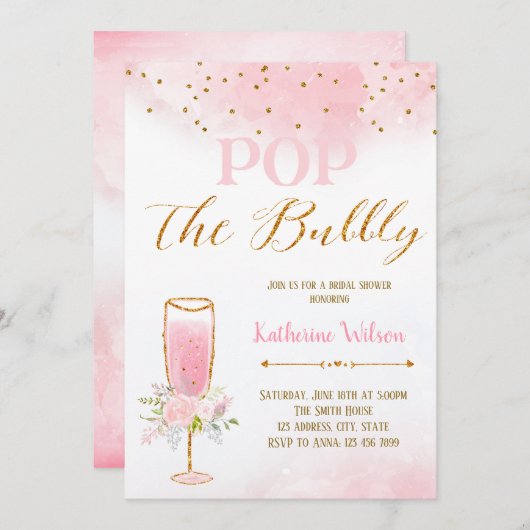 Pop van de bubbeluitnodiging kaart (Voorkant / Achterkant)