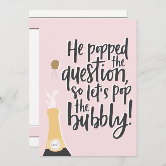 Pop van de Bubbly Engagement Party Invitation Kaart (Voorkant / Achterkant)