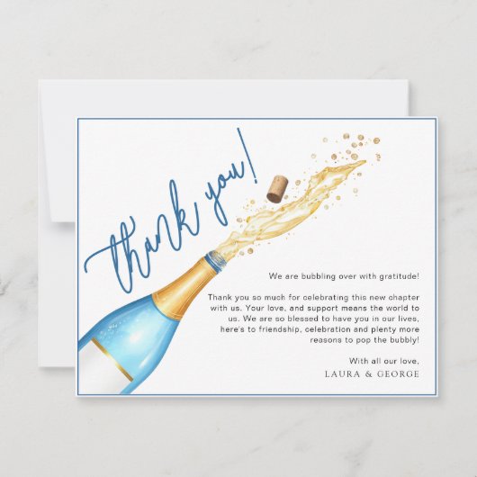 Pop van de Bubbly Engagement Party Thank You Card Bedankkaart (Voorkant)