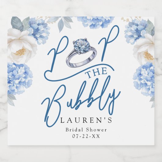 Pop van de Bubbly Vrijgezellenfeest Champagne Labe Sparkling Wijnetiket (Enkel label)