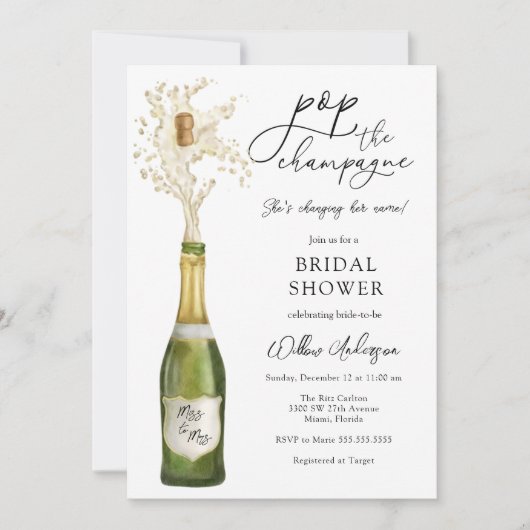 Pop van de Champagne Bridal Shower Kaart (Voorkant)