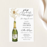 Pop van de Champagne Bridal Shower Kaart<br><div class="desc">Deze Bridal Shower-uitnodiging is perfect om de bruid te vieren door de bubbly te pakken! Pas uw gegevens aan voor de bruid. Met een waterverf flesje met poppende champagne.</div>