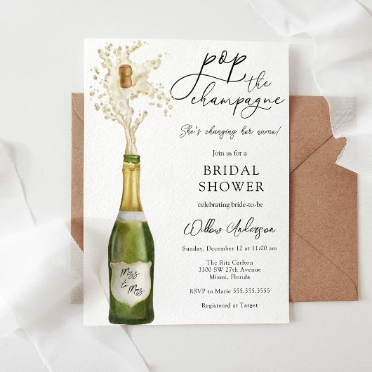 Pop van de Champagne Bridal Shower Kaart