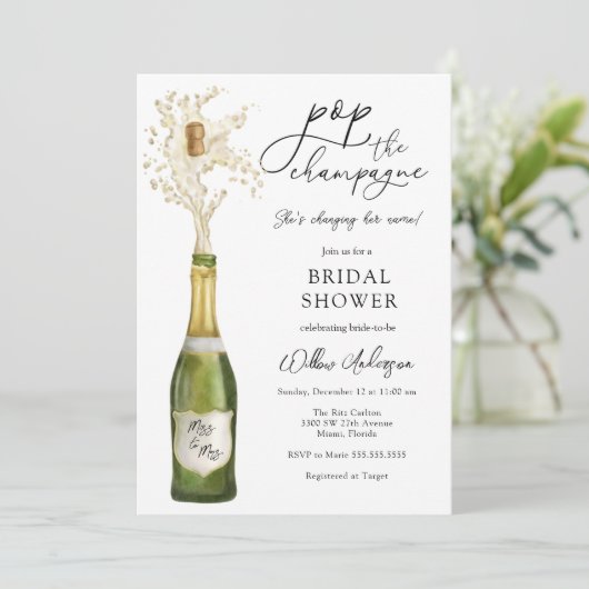 Pop van de Champagne Bridal Shower Kaart (Staand voorkant)