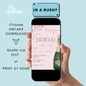 Pop van de Champagne Dusty Pink Floral Vrijgezelle Kaart