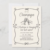 Pop van de Champagne Hand getrokken Vrijgezellenfe Kaart (Voorkant)