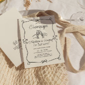 Pop van de Champagne Hand getrokken Vrijgezellenfe Kaart