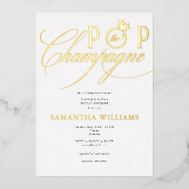 Pop van de Champagne Simple Script Vrijgezellenfee Folie Uitnodiging