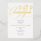 Pop van de Champagne Simple Script Vrijgezellenfee Folie Uitnodiging (Voorkant)