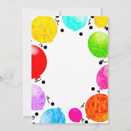 Pop van de kleuren Fun Party ballonnen Birthday Ce Kaart (Achterkant)