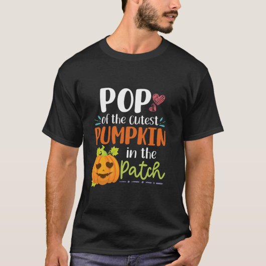 Pop van de Schattigee pompoen in de patch Hallowee T-shirt (Voorkant)