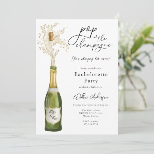 Pop van de uitnodiging van de Champagne Bacheloret (Staand voorkant)