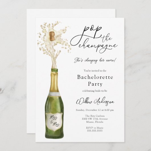 Pop van de uitnodiging van de Champagne Bacheloret (Voorkant / Achterkant)