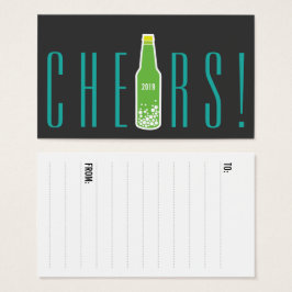 Pop van flessen Nieuw jaar Vakantiedag Label Visitekaartje