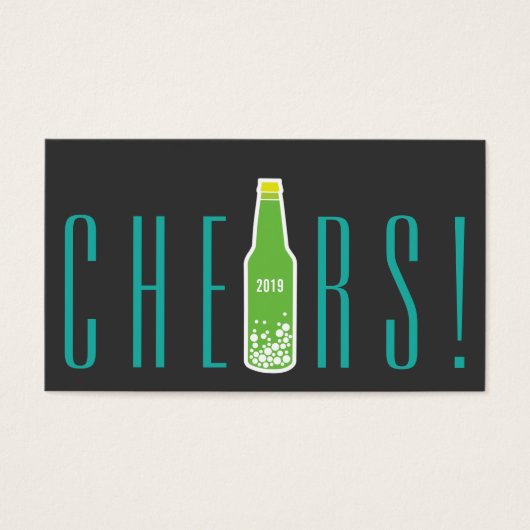 Pop van flessen Nieuw jaar Vakantiedag Label Visitekaartje (Voorkant)