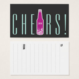 Pop van flessen Nieuw jaar Vakantiedag Label Visitekaartjes