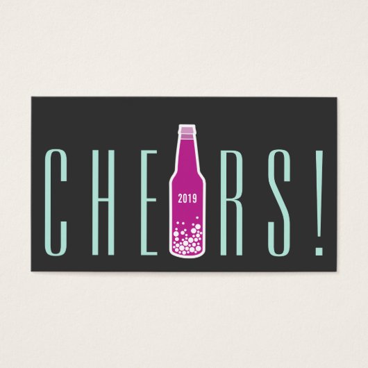 Pop van flessen Nieuw jaar Vakantiedag Label Visitekaartjes (Voorkant)