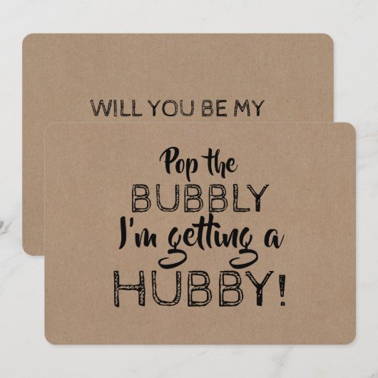 Pop van het Bubbly Funny Bridesmaid Proposal Kaart (Voorkant / Achterkant)