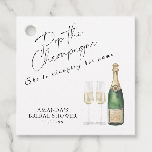 Pop van het Champagne Vrijgezellenfeest Bedankjes Labels (Voorkant)