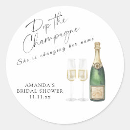 Pop van het Champagne Vrijgezellenfeest Ronde Sticker